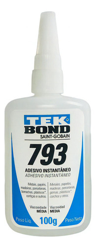 Cola Adesivo Instantaneo Tek Bond 793 100g