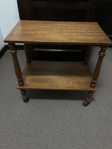 Mesa De Apoyo En Madera C/ Ruedas - Cedro -