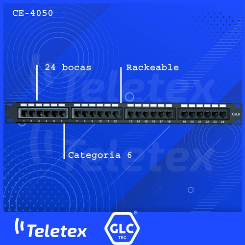 Patchera Patch Panel Glc Ce-4050 Cat6 24 Bocas Puertos Jack