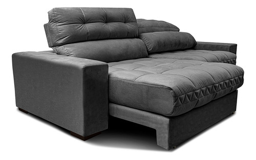 Sofá Retrátil e Reclinável com Molas Ensacadas Cama inBox Master 2,12m Tecido Suede Cinza
