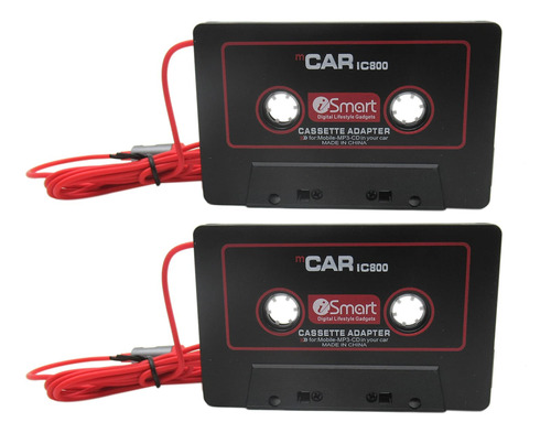 2 Adaptador Auxiliar Cassette Para Coche Cinta Cable Audio