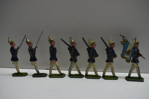 Antiguos Soldaditos Plomo Semiplanos Argentina Estandarte (Usado)