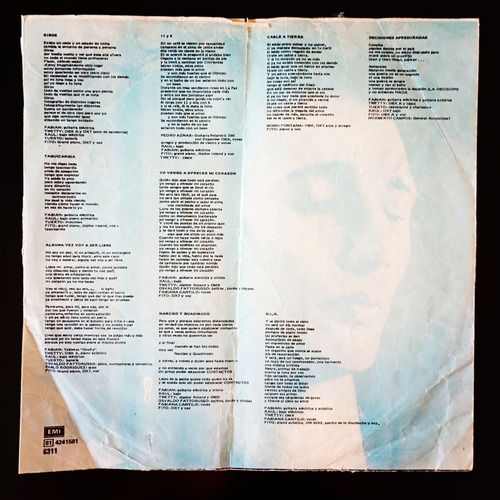 Vinilo Fito Paez - Giros - 1985 - Vg+ - 1ra Edic. - Insert Estándar (Usado)