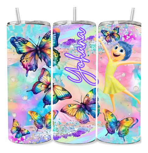 Termo De Alegría Intensamente Mariposas Flores Personalizado