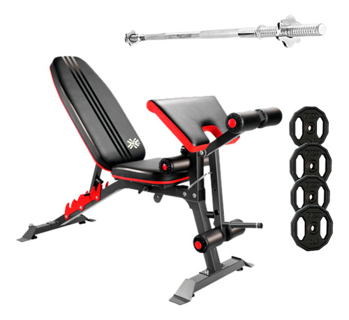 Banca De Pesas Iron Gym Barra + 20kg De Discos