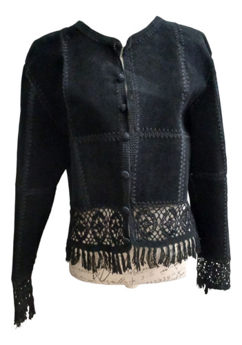 Saco De Gamuza Con Detalles En Crochet Vintage Boho (Usado)