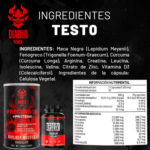Precursor Testo 700g Prote + Testo70 60 Caps Diablo Power