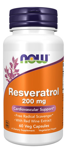 Resveratrol Natural 200 Mg 60 Caps Vegan Now Foods Importado