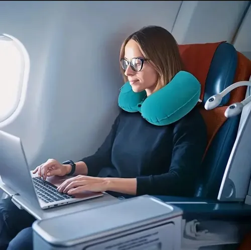 Almohada Inflable De Viaje Automatica Cuello Cojin Cervical