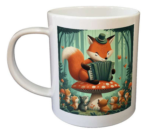 Taza Plastico Zorro Tocando El Acordeon Bosque M4