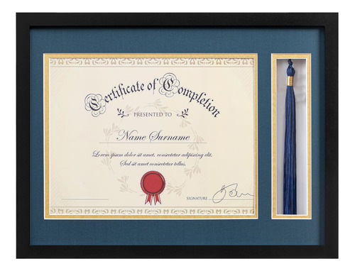 Marco Diploma 12x16  Con Soporte: Grado Graduacion Azul