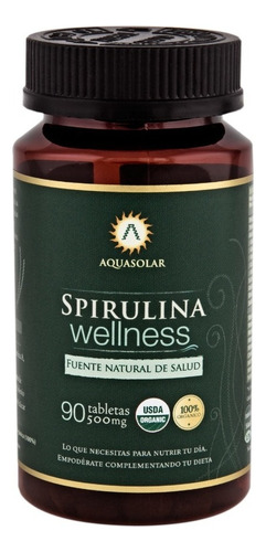  Spirulina Wellness 90 Tabletas 100% Orgánicas. Aquasolar Sabor Sin Sabor