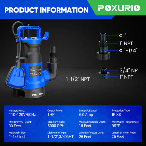 Bomba De Depósito Poxurio 1hp 5000gph Automática Com Interru