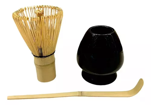 Set Batidor Bambú Te Matcha Con Soporte Base Cerámica