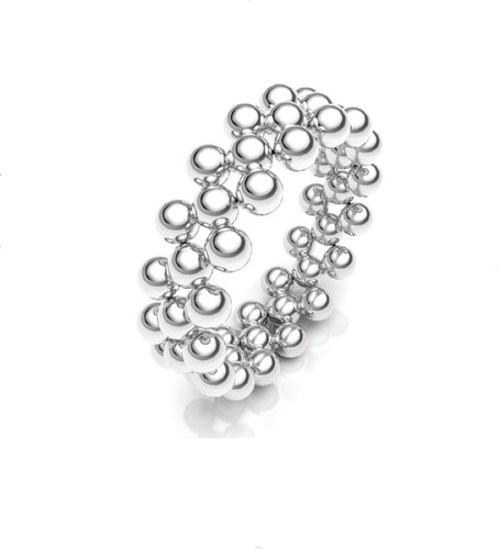 Imagen 2 de 9 de Anillo Bolitas 3 Lineas De Plata .925 Agálea Joyería