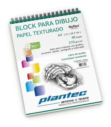 Block Papel Texturado Plantec A4 210g Anilado Sup. Acuarelas