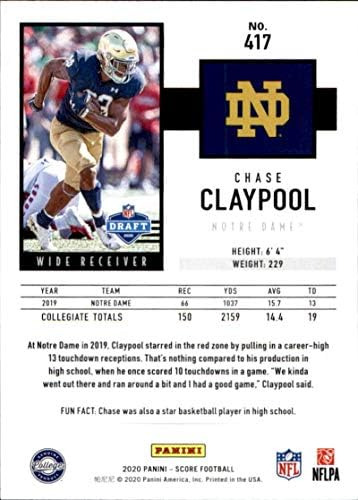 2020 Puntuación 417 Chase Claypool Notre Dame Fighting Irish