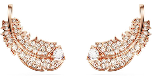 Aretes Swarovski Nice, Motivo De Plumas Con Acabado En Tono 