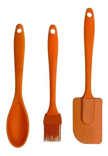 Kit De Silicone Com Colher, Pincel E Espatula 3 Peças 