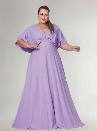 Vestido Longo De Festa Com Capa Moda Plus Size Maior Tamanho