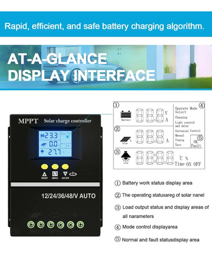 Controlador De Carga De Panel Solar 100a Mppt 24v