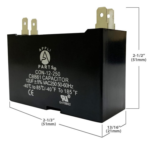 Capacitor Del Ventilador De Piezas 12 Mfd (microfarads) Uf 4