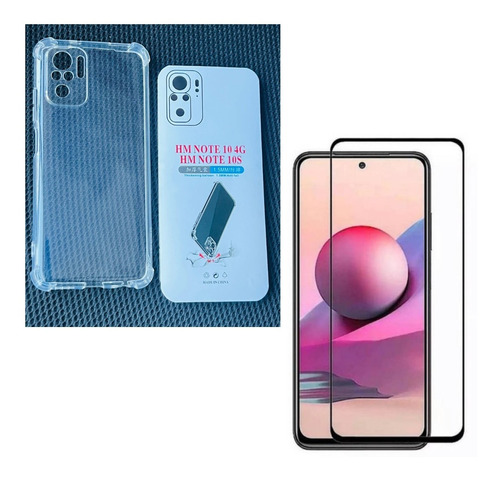 Carcasa Transparente Reforz Para Redmi Note10s 4g + Lamina V