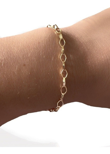 Pulseira Portuguesa Oval Ouro 18k 750 Comprimento 17 Diâmetro 5 Cm
