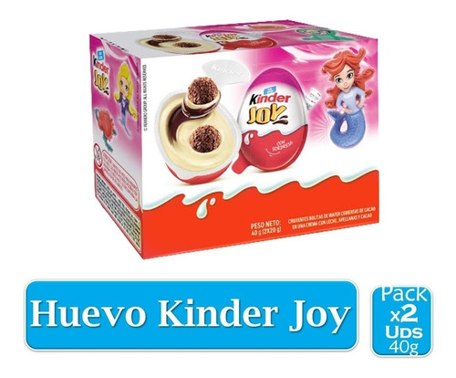 Huevo Sorpresa Chocolate Kinder Joy Niña 40grs X 2 Uds