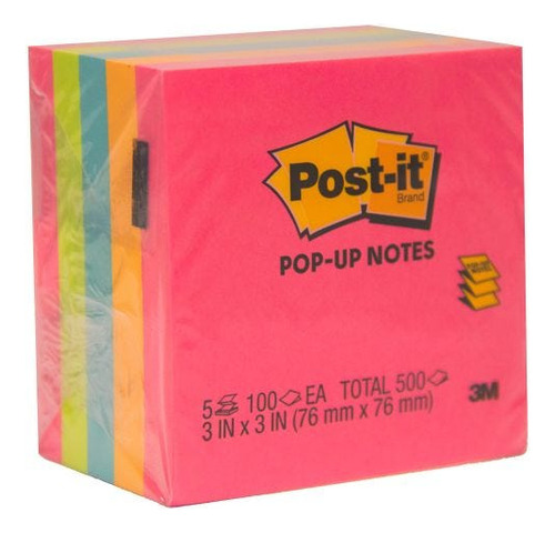 4pza Cubo Post-it 3301-5an Capeltown Pop-up 3 X 3\  7.6 X 7.