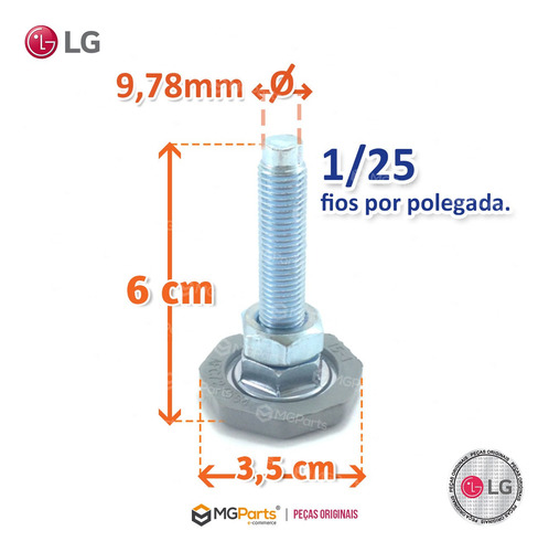 Kit 4 Pés Ajustável Fixadores Lava E Seca LG 17k Wd17bv2s6b