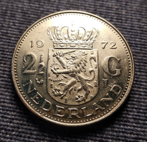 Moneda Extranjera, 2 1/2 Florines 1972, Países Bajos.