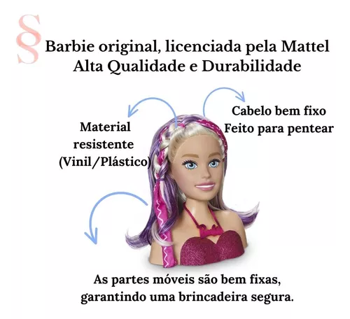 Boneca Barbie Busto Para Pentear e Maquiar Com Acessórios Salão De Beleza