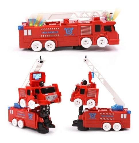 Camion De Bomberos Transformer Robot Luz Y Sonido 