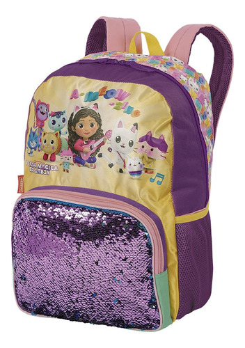 Mochila De Costas Sestini Gabby M Plus Meow Colorido Cor Rosa Tamanho Único