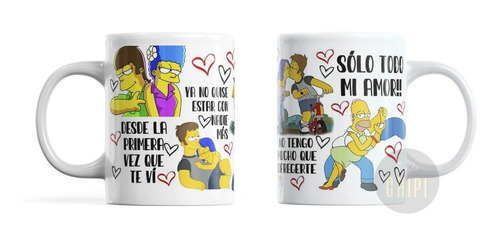 Taza Ceramica Homero Marge Simpson Enamorados Pareja Amor