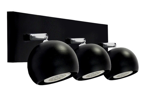 Imagen 1 de 10 de Aplique Pared 3 Luces Moderno Led Baño Living Negro Blanco