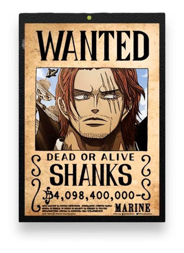 Cuadro Anime One Piece Shanks Se Busca 30x40cm. Sin Vidrio