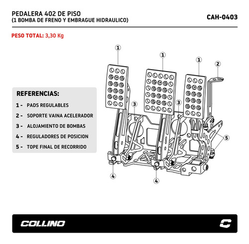 Imagen 3 de 8 de Pedalera De Piso 402 Collino 1 Bomba De Freno + 1 De Emb.