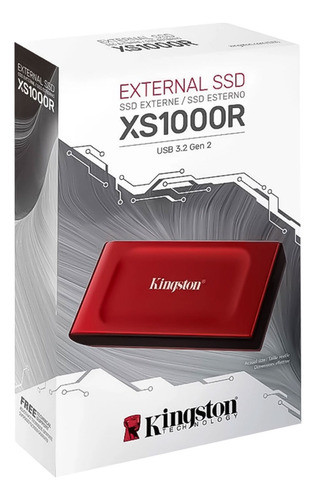 Unidad Ssd Externo Kingston Xs1000r Rojo 2tb Usb 3.2 1050mbs