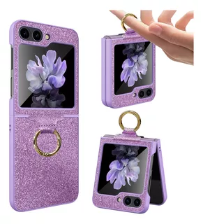 Para Samsung Zflip5 Glitter Ring Case