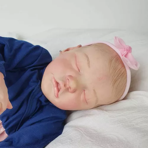 Bebê Reborn Menina Recem Nascida Olho Fechado Sorrindo Linda