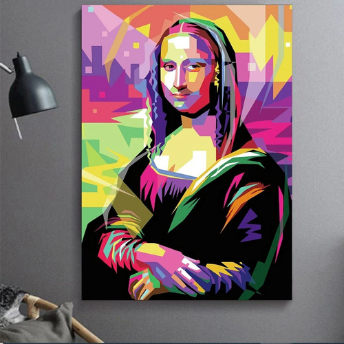 Cuadro Decorativo Mona Lisa Pop Art Abstracto Colorido 40x60