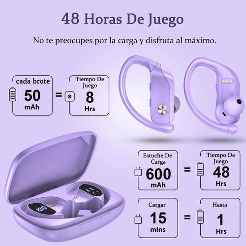 Occiam T17 Audífonos Inalámbricos Bluetooth Oreja Colgante Color Violeta