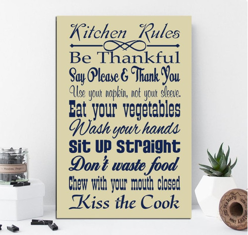 Cuadro 60x90cm Kitchen Rules Reglas Cocina Please & Thanks