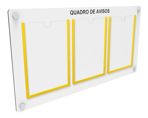 Quadro De Aviso C/ 3 Displays Acrílicos P/ A4 - 4 Unidades