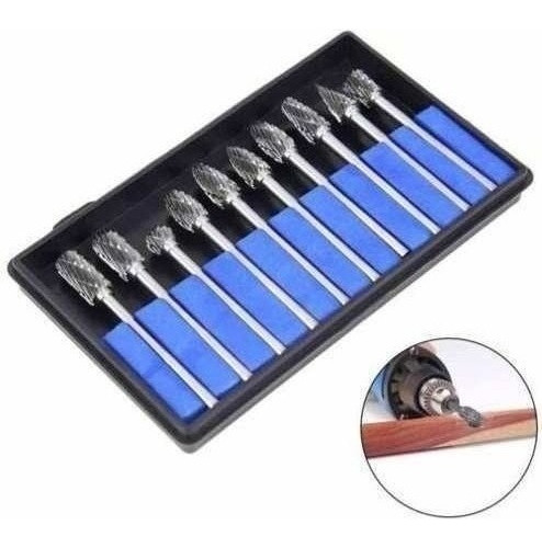 Lazhu Kit Jogo 10 Fresas Lima Rotativa 1/8 Metal Duro Para