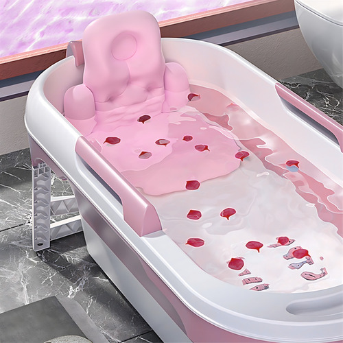Banheira Grande Rosa Dobrável Cobertura Matém Água Aquecida