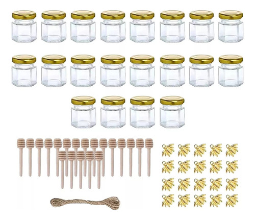 20 Pequeños Tarros De Miel De Vidrio For Recuerdos De Cumpl