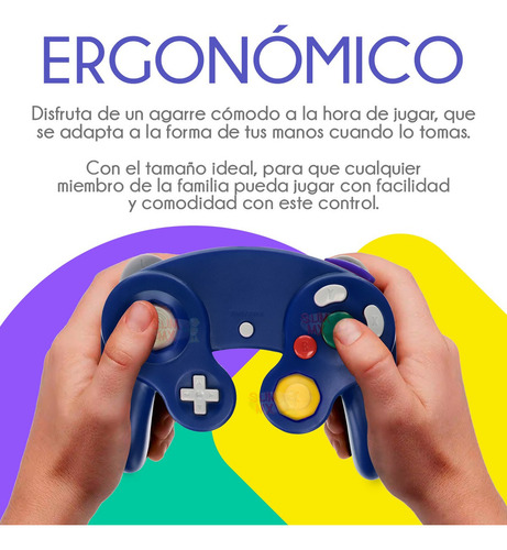 Control Gamecube Joystick Clásico Alámbrico Para Nintendo Color Azul